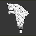 Silver Wolf Head Ring With Detailed Mane And Open Mouth Design 3d model