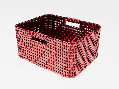 Red Woven Storage Basket With Handles For Household Organization And Daily Use 3d model