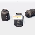 Vintage Rustic Metal Jars With Aged Patina And Worn Exterior Design