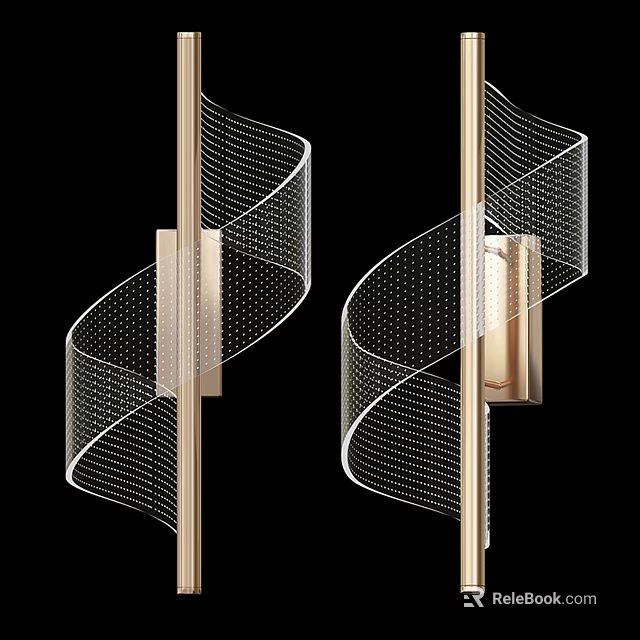 Modern Wall Sconces Featuring Swirl Design Metal Frame and Crystal Accents Against Black Background 3d model 