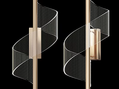 Modern Wall Sconces Featuring Swirl Design Metal Frame and Crystal Accents Against Black Background 3d model