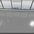 Light Colored Floor Tiles in Spacious Bright Room With Large Windows And City View