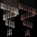 Modern Chandelier Design With Hanging Glass Elements In White And Amber Tones