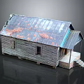 Old Wooden House Architecture With Rusted Roof Fallen Leaves And Porch Steps