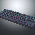Mechanical Gaming Keyboard With Purple Keycaps And Green Backlight For PC Users 3d model