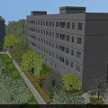 Modern School Building with Multi Story Design Surrounded by Trees and Gardens