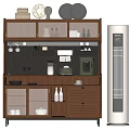 Modern Wooden Sideboard Cabinet with Open Shelves Dinnerware Cups Coffee Machine Storage