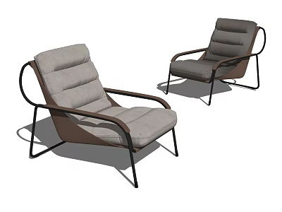 Modern Single Sofa With Light Gray Cushion And Sleek Metal Frame Design 3d model