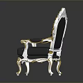 Luxury Black Leather Chair With Gold Ornate Accents And Button Tufted Back Design