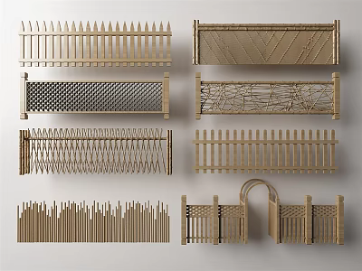 New Chinese Fence Railing 3d model