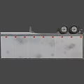 White Cargo Trailer With Stained Metal Surface And Dual Wheels