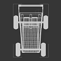 Black Frame Shopping Cart as Public Facility with Red Seat Handle and Wheels