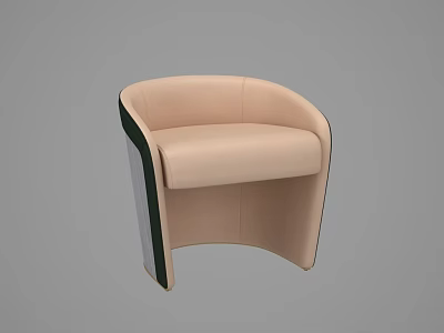 Modern Beige Sofa Stool With Curved Design Black Trim And Comfortable Seat 3d model