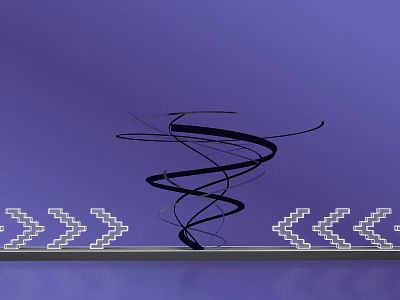 Abstract Design With Purple Background Black Spiral Lines And White Arrow Patterns 3d model