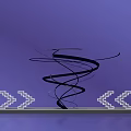 Abstract Design With Purple Background Black Spiral Lines And White Arrow Patterns
