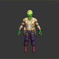 3D Construction Worker Character With Yellow Hard Hat Orange Safety Vest And Tool Belt