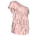 Elegant Pink One Shoulder Ruffled Dress Design With Layered Ruffle Details