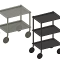 Multi Tier Rolling Storage Carts With Mesh And Solid Shelves In Gray And Black 3d model