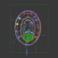 Modern Technology Exhibition Space With Circular Platform Blue Lighting And Digital Screens