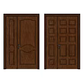 Brown Wooden Double Door Interior With Decorative And Square Panel Design 3d model