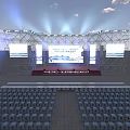 Outdoor Stage Setup With Large Screens Lighting And Audience Seats 3d model