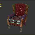 Red Tufted Wingback Accent Chair with Nailhead Trim and Wooden Legs Classic Design