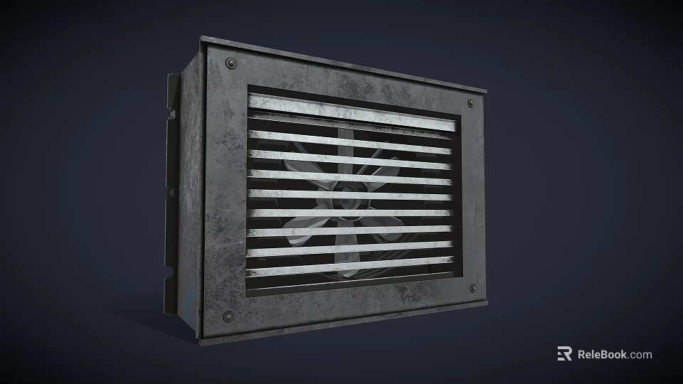 Industrial Equipment Metal Casing with Grille Design and Internal Fan Structure for Ventilation 3d model 
