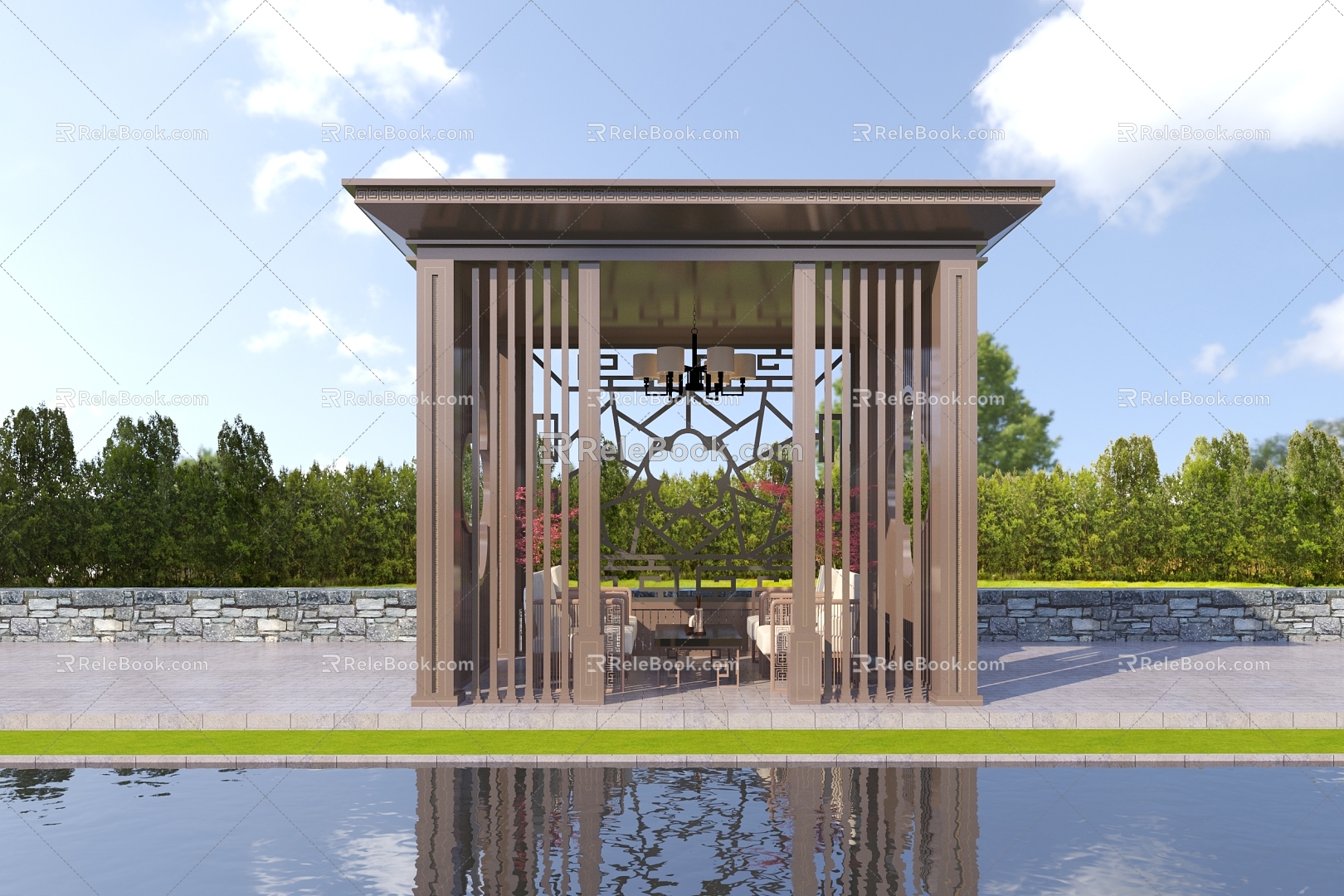 New Chinese Style Pavilion Landscape Pavilion 3d model