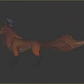 Character Fox With Orange Fur Wearing Purple Green Hat Standing Pose