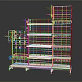 Sturdy White Multi tiered Grid Design Display Shelving Units For Retail Stores 3d model