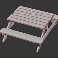 Wooden Square Outdoor Table with Attached Benches Simple Design for Patio Garden Use
