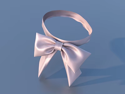 Elegant Light Pink Satin Bow Choker Fashion Accessory On Blue Background 3d model
