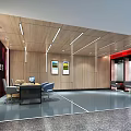Modern Bank Interior Design Featuring Reception Area Office Desk And Wall Paintings