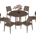 New Chinese Dining Table and Chair Combination Dining Chair Round Dining Table 3d model