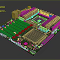 Detailed Electronic Motherboard With CPU Socket RAM Slots And Circuit Components 3d model