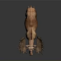 Realistic Moose 3D Model With Brown Body And Large Antlers On Gray Background