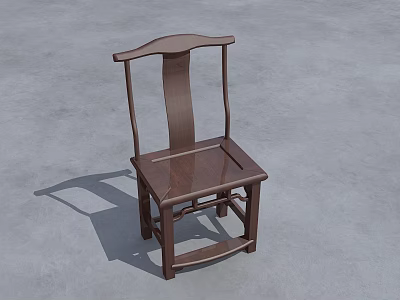Dark Wooden Traditional Leisure Chair With Curved Backrest And Sturdy Simple Structure 3d model