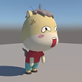 Cute Stuffed Toy With Yellow Head Gray Mane Red Shirt And Blue Pants