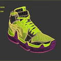 High Top Neon Green Black Athletic Shoes With Reflective Sole And Stylish Design
