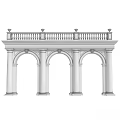 Classical Stone Architectural Structure with Arched Doorways Columns and Balustrade 3d model