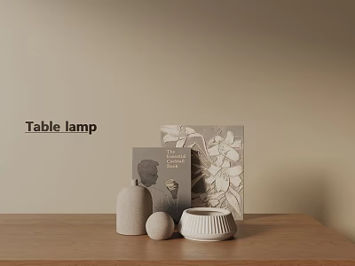 Minimalist Modern Tabletop Decorative Ornaments Set with Table Lamp and Books 3d model