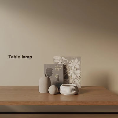 Minimalist Modern Tabletop Decorative Ornaments Set with Table Lamp and Books 3d model