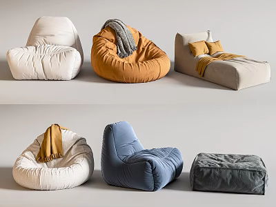 Cozy Bean Bag Chairs In Various Colors For Modern Living Room Decor 3d model
