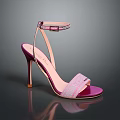 Women's Pink And Purple High Heels With Ankle Strap And Shiny Sequins