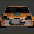 Orange Vintage Sports Car With Rusty Decals Number 1779 And Rear Spoiler