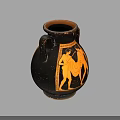 Ancient Greek Amphora With Two Handles And Black Orange Figural Design