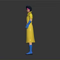 Colorful 3D Animated Character Model With Yellow Coat Pink Shirt Blue Gloves And Boots