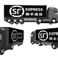 SF Express Black Delivery Trucks With SF Logo And Shunfeng Express Branding