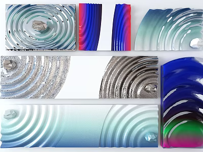 Colorful Glass Wall Decor With Spiral Wave Patterns Modern Artistic Home Decor Pieces 3d model