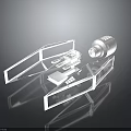 Space Exploration Equipment 3D Model of Cosmic Aerospace Structure with Metal Framework and Thruster System